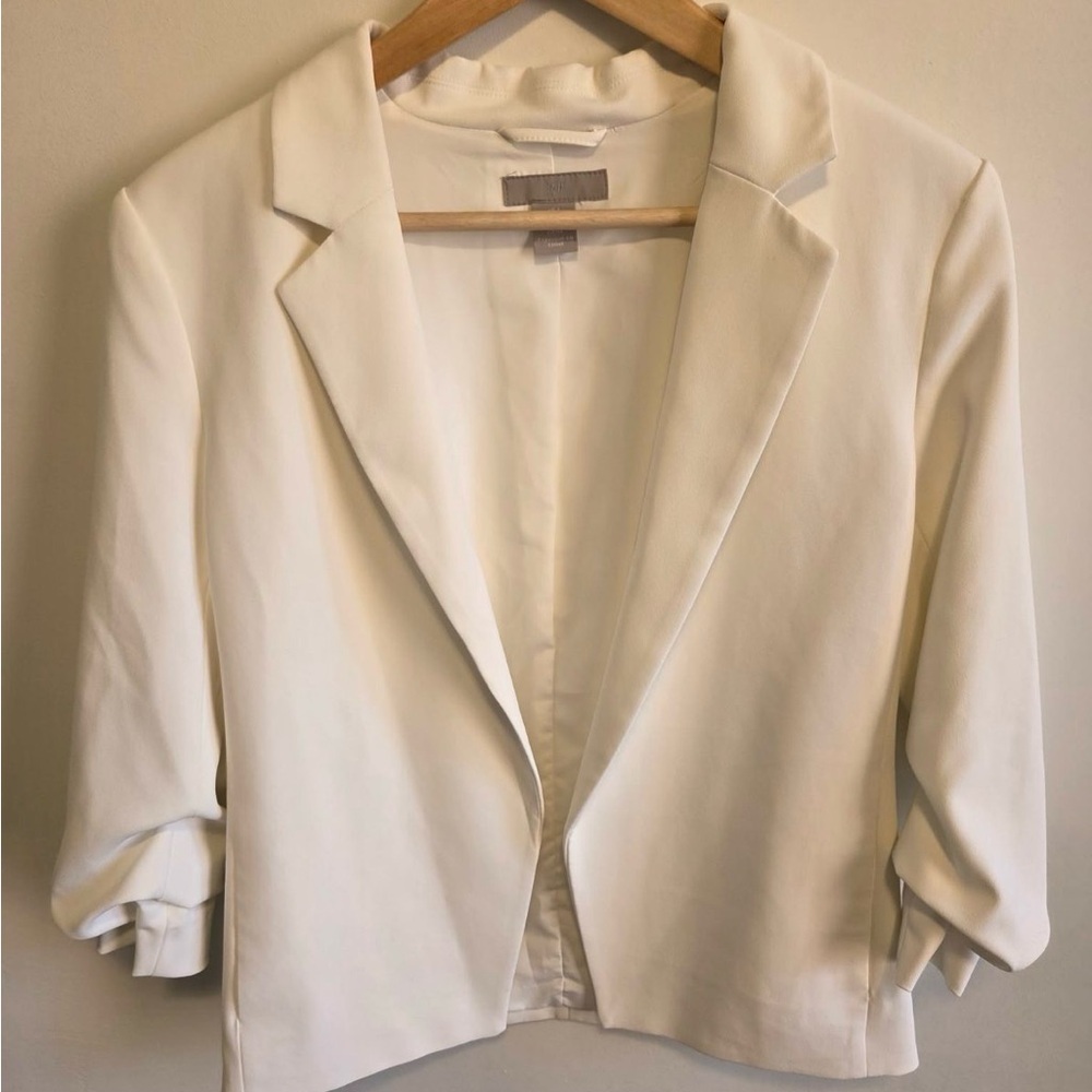 H&M Cream Open-Front Blazer